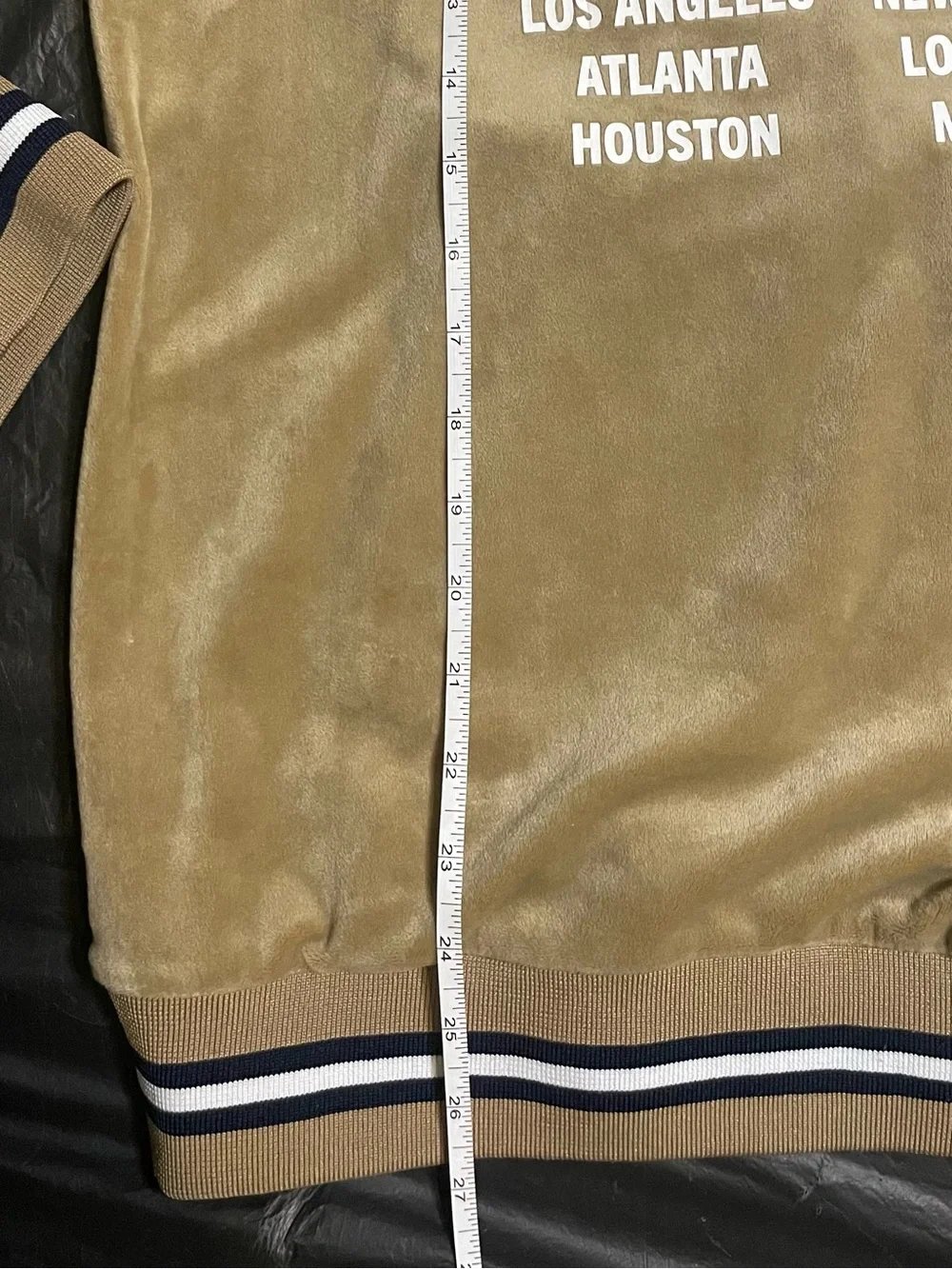 True Religion Men's World Tour Tan Velour Zip-Up Track Jacket M